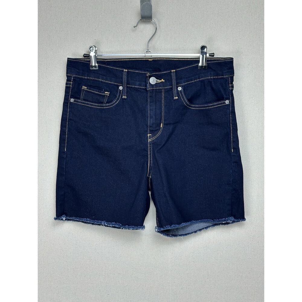 Levi's Women's Dark Wash‎ Blue Denim Cutoff Stretch Shorts Size 28 Button Fly